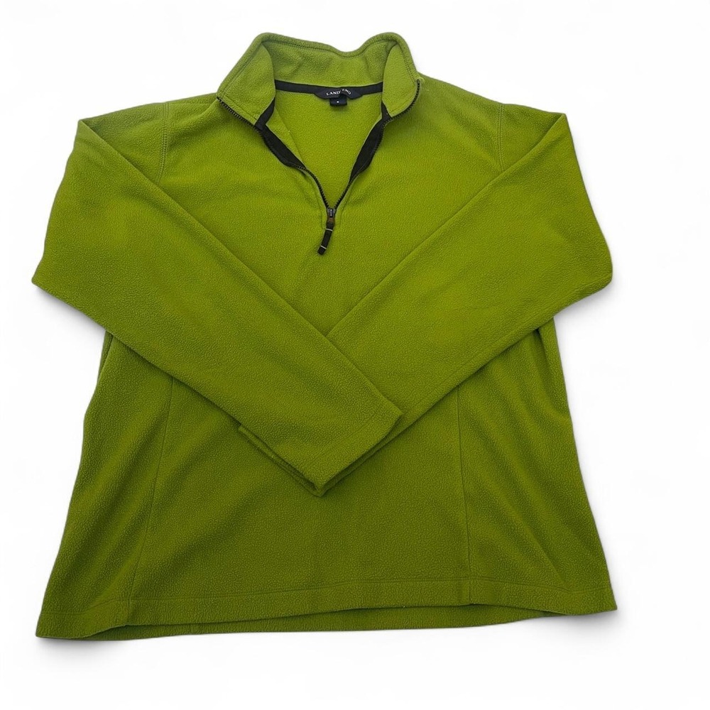 Lands End Womens Lime Green Fleece Quarter Zip Pullover Sweater Small 6-8‎